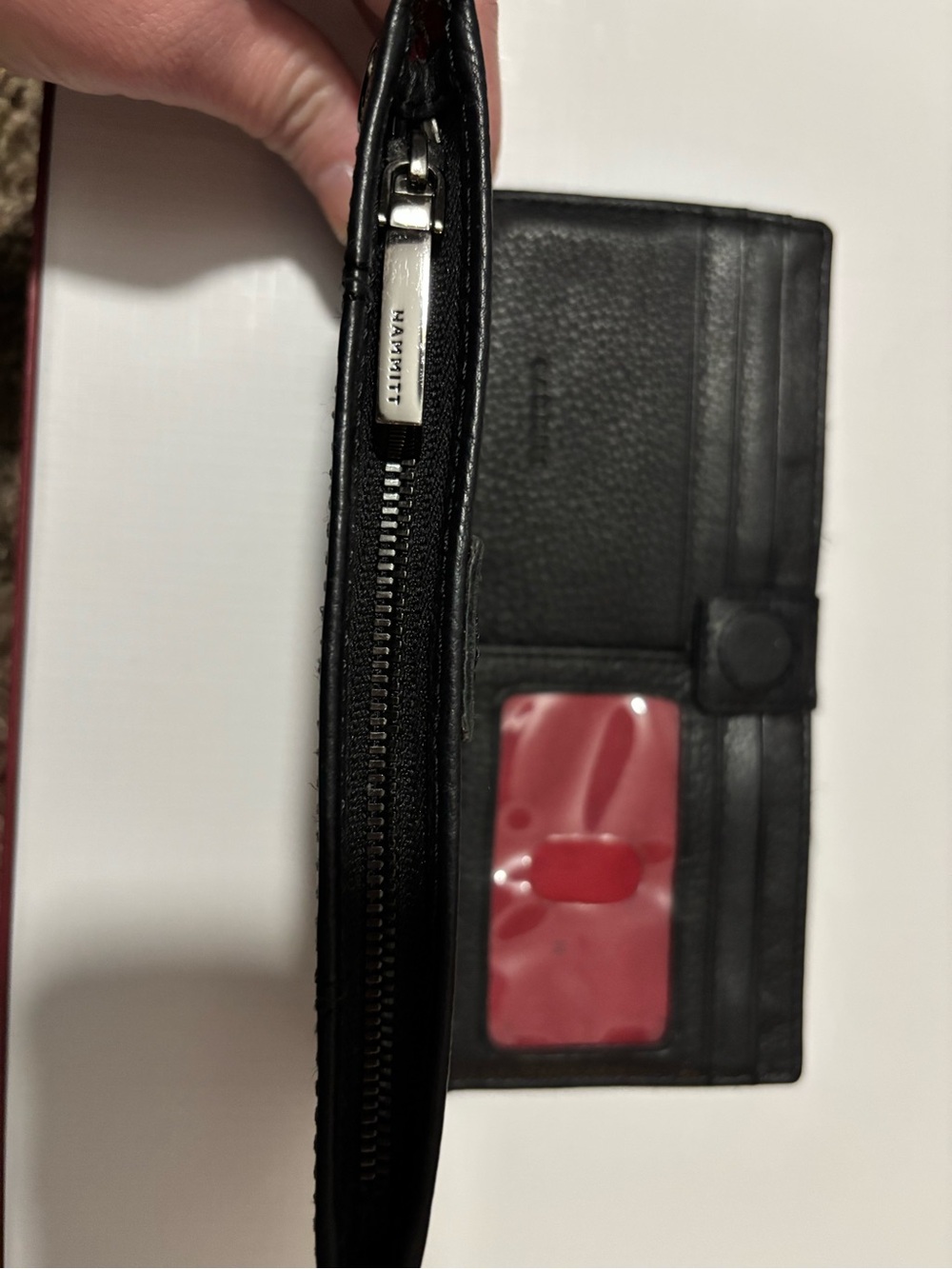 Hammitt north 110 wallet black leather gunmetal hardware wallet - Picture 3 of 5